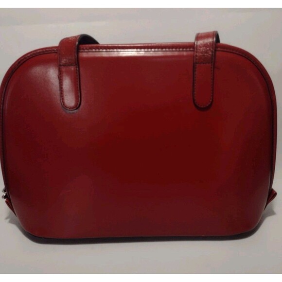 Jack Georges Red Leather Double Zip Around Shoulder Bag Tote - Picture 3 of 16